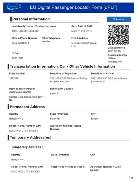 eu digital passenger locator form